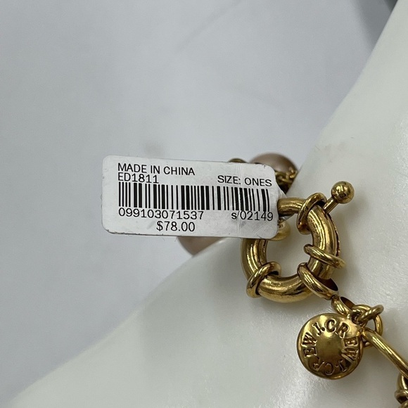 J. Crew Beige Faux‎ Pearl & Gold Tone Chain Fringe Tassel Bracelet - Picture 10 of 12